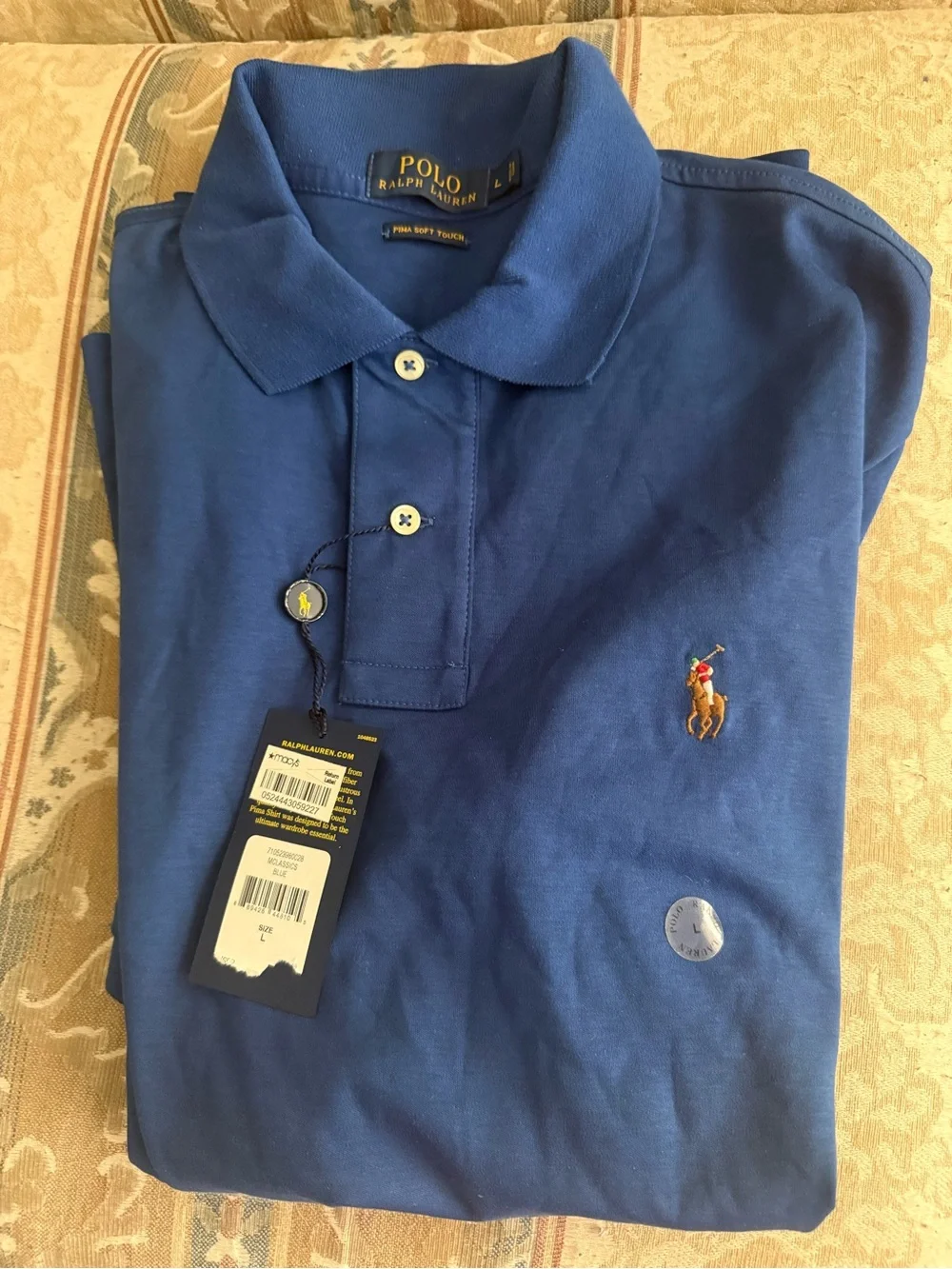 Men’s Ralph Lauren Pima soft touch royal blue polo shirt - Picture 1 of 4